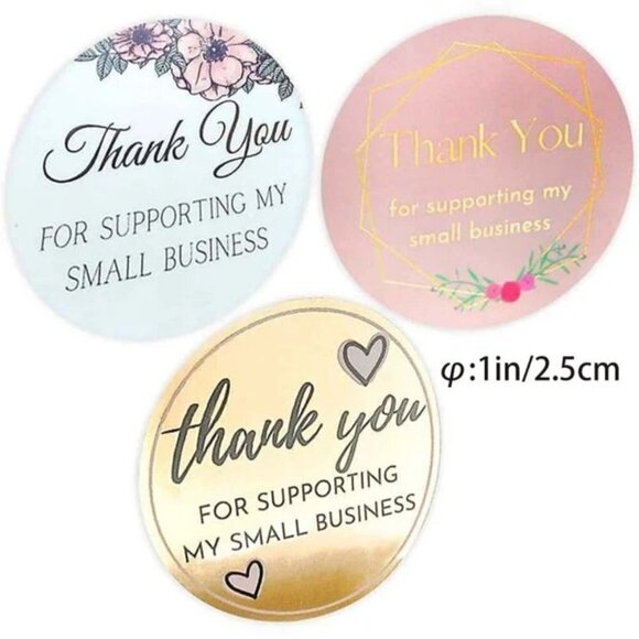 ⛱️500 Stickers Multicolor Floral Thank You for Supporting my Small Business 1" - Picture 1 of 7